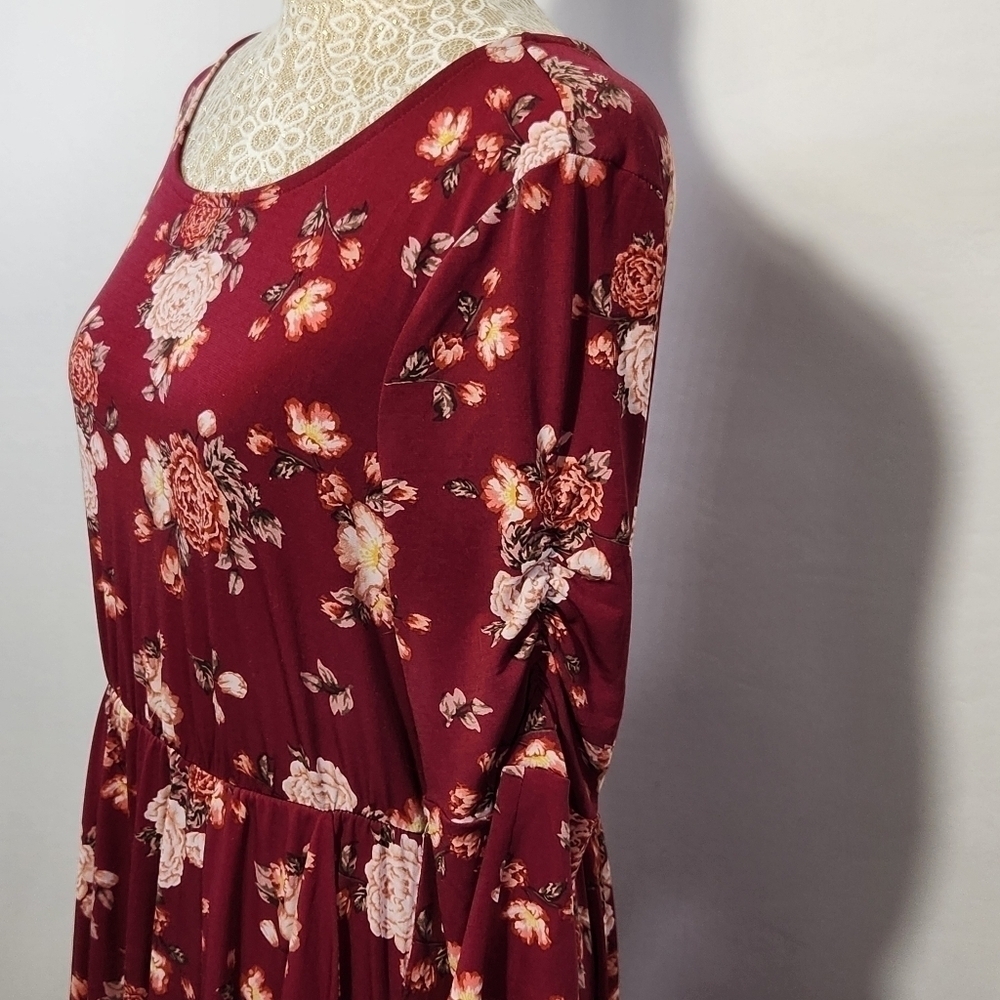 Torrid Dress Women Floral Print Empire Waist Pockets Scoop Neck 3/4 Sleeve SZ 10 - Picture 6 of 14